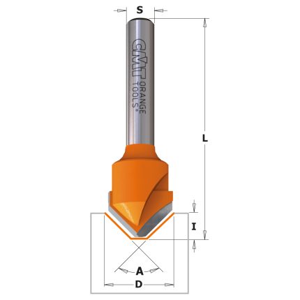 بنطة حفر مجرى V بزاوية 90° HW S=8 D=18X7,4X60