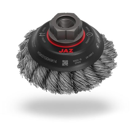 فرشاة سلك دائرية مخروطية معقودة سرعة عالية 100 مم (4 بوصة) صلب M14x22mm (HSK0100KM14)