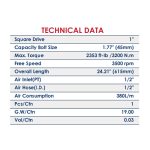 Impact Wrench 1 in 3200 APT Long Anvil LongDW30322 APT - Image 2