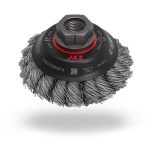 JAZ Wire Brush Circular Conical Knotted High - Speed 100 mm (4 in) Steel M14x22 mm (HSK0100KM14)