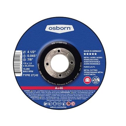 أوزبورن 1111251572 قرص القطع/القطع، T01، 4-1/2" x 0.045" x 7/8"، A+ 60